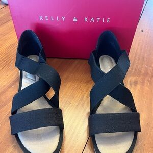 Kelly & Katie Black Crisscross Sandals